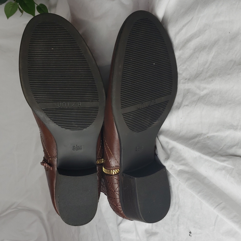 "Unisa" brown gold zip bootie - Picture 7 of 12